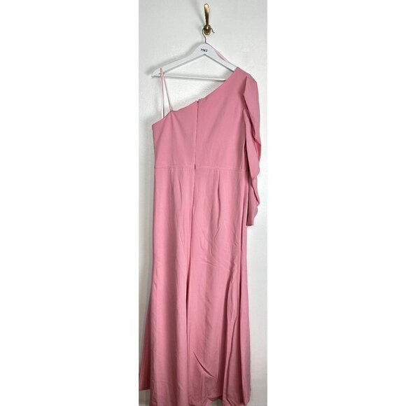 MAC DUGGAL One Shoulder Puff Sleeve Gown in Rose Pink Size US 14 - Picture 6 of 10
